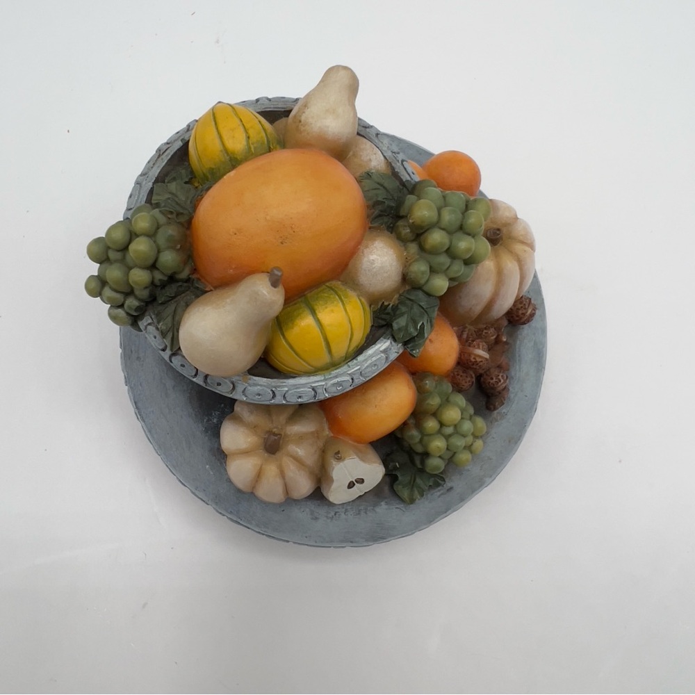 Vintage Our America Gift Candle Topper Cornucopia Elegant Fruit Centerpiece